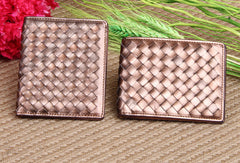 Handmade knit fashion leather billfold ID card photo holder bifold wallet for women/lady girl