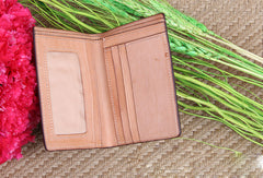 Handmade knit fashion leather billfold ID card photo holder bifold wallet for women/lady girl - EverHandmade