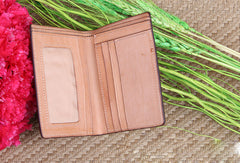 Handmade knit fashion leather billfold ID card photo holder bifold wallet for women/lady girl