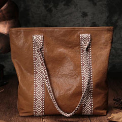 Vertical Brown Leather Tote Bag Womens Green Shopper Tote Handbag Purse