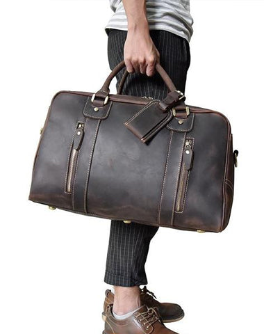 Genuine Leather Mens Cool Weekender Bag Travel Bag Duffle