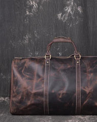 Genuine Leather Mens Cool Weekender Bag Travel Bag Duffle Bags Overnight Bag Holdall Bag for men