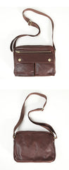Black Genuine Leather Mens Cool Small Side Bag Messenger Bag Black Courier Bag for Men