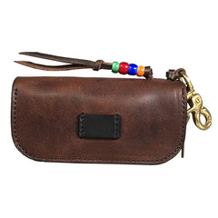 Handmade Brown Leather Mens Cool Key Wallets Car Key Change Coin Holder Car Key Case for Men