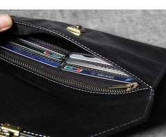 Cool Leather Black Mens Clutch envelope wallet Brown Clutch Wallet Wristlet Wallet for Men