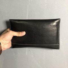 Cool Leather Black Mens Clutch envelope wallet Brown Clutch Wallet Wristlet Wallet for Men