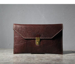 Cool Leather Black Mens Clutch envelope wallet Brown Clutch Wallet Wristlet Wallet for Men