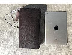 Fashion Leather Black Mens Travel Wallet Notebook Bifold Long Wallet Passport Wallet for Men