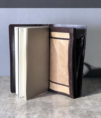 Fashion Leather Black Mens Travel Wallet Notebook Bifold Long Wallet Passport Wallet for Men