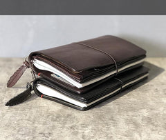 Fashion Leather Black Mens Travel Wallet Notebook Bifold Long Wallet Passport Wallet for Men