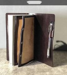 Fashion Leather Black Mens Travel Wallet Notebook Bifold Long Wallet Passport Wallet for Men