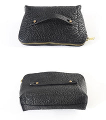 Cool Leather Mens Clutch Cool Black Wirst Purse Zipper Clutch Black Wristlet Wallet for Men