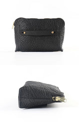 Cool Leather Mens Clutch Cool Black Wirst Purse Zipper Clutch Black Wristlet Wallet for Men