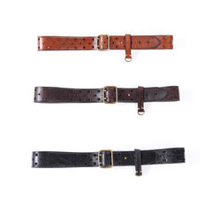 Handmade Leather Mens Casual Black Belt Double Holes Belt Brown Belt For Men