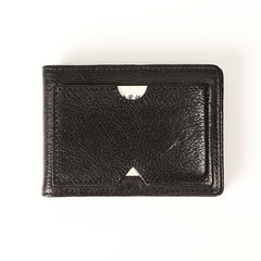 Genuine Leather Mens Cool Black billfold Leather Card Wallet Men Small Wallets License Wallet License Holder for Men
