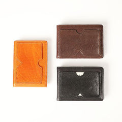 Genuine Leather Mens Cool Black billfold Leather Card Wallet Men Small Wallets License Wallet License Holder for Men