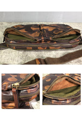 Cool Leather Mens Camouflage Chest Bag Sling Bag Crossbody Pack Black One Shoulder Backpack for men