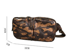 Cool Leather Mens Camouflage Chest Bag Sling Bag Crossbody Pack Black One Shoulder Backpack for men