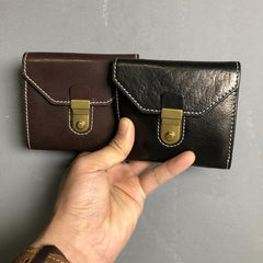 Genuine Leather Coffee Mens Cool Envelope billfold Leather Wallet Men Bifold Black Small Wallets for Men