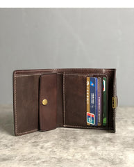 Genuine Leather Coffee Mens Cool Envelope billfold Leather Wallet Men Bifold Black Small Wallets for Men