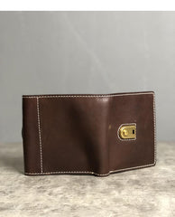 Genuine Leather Coffee Mens Cool Envelope billfold Leather Wallet Men Bifold Black Small Wallets for Men