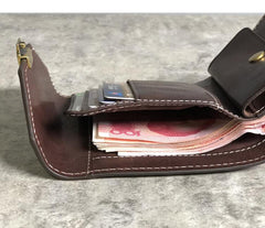 Genuine Leather Coffee Mens Cool Envelope billfold Leather Wallet Men Bifold Black Small Wallets for Men