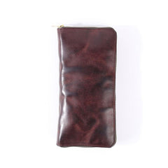 Cool Leather Mens Coffee Long Wallet Zipper Clutch Bag Phone Wallet Long Wallet For Men