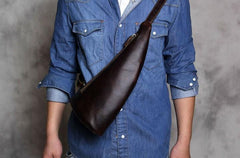 Vintage Leather Mens Cool Sling Bag for Men Sling Shoulder Bag Chest Bag for men