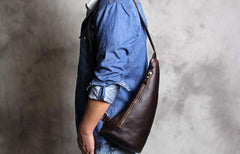 Vintage Leather Mens Cool Sling Bag for Men Sling Shoulder Bag Chest Bag for men