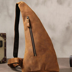 Vintage Leather Mens Cool Sling Bag for Men Sling Shoulder Bag Chest Bag for men