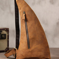 Vintage Leather Mens Cool Sling Bag for Men Sling Shoulder Bag Chest Bag for men