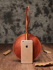 Vintage Womens Circle Clutch Bag Round Small Purses Wristlet Round Bag for Ladies