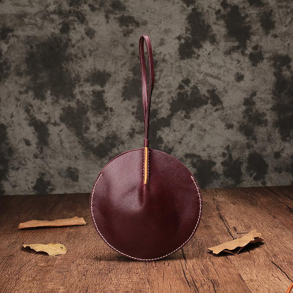 Vintage Womens Circle Clutch Bag Round Small Purses Wristlet Round Bag for Ladies