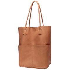 Vertical Black Leather Tote Bag Womens Brown Shopper Tote Handbag Purse