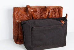 Genuine Leather Black Brown Handbag Large Tote Bag Wrinkled Shopper Bag Shoulder Bag Purse For Women
