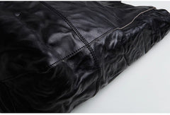 Genuine Leather Black Brown Handbag Large Tote Bag Wrinkled Shopper Bag Shoulder Bag Purse For Women