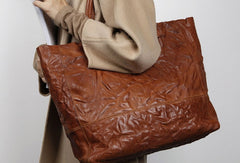 Genuine Leather Black Brown Handbag Large Tote Bag Wrinkled Shopper Bag Shoulder Bag Purse For Women
