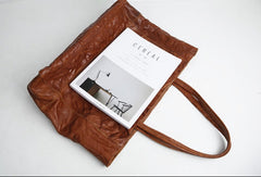 Genuine Leather Black Brown Handbag Large Tote Bag Wrinkled Shopper Bag Shoulder Bag Purse For Women