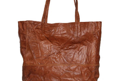 Genuine Leather Black Brown Handbag Large Tote Bag Wrinkled Shopper Bag Shoulder Bag Purse For Women