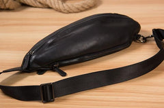 Leather Black Mens Cool Sling Bag Crossbody Bag Chest Bag for men