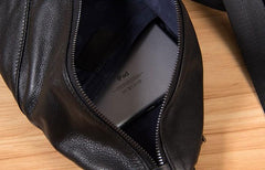 Leather Black Mens Cool Sling Bag Crossbody Bag Chest Bag for men