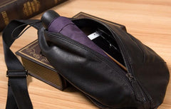 Leather Black Mens Cool Sling Bag Crossbody Bag Chest Bag for men