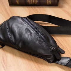 Leather Black Mens Cool Sling Bag Crossbody Bag Chest Bag for men