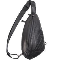 Leather Black Mens Cool Sling Bag Crossbody Bag Chest Bag for men