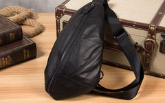 Leather Black Mens Cool Sling Bag Crossbody Bag Chest Bag for men