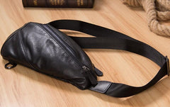 Leather Black Mens Cool Sling Bag Crossbody Bag Chest Bag for men