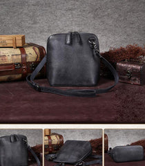 Black Leather Womens Square Small Side Bag Vintage Brown Small Shoulder Bag for Ladies
