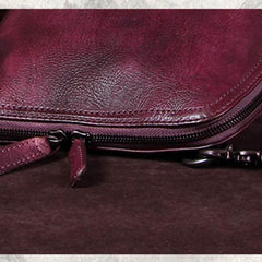 Purple Genuine Leather Womens Small Side Bag Shoulder Bag Square Crossbody Bags Purses for Ladies