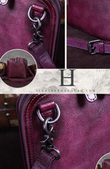 Purple Genuine Leather Womens Small Side Bag Shoulder Bag Square Crossbody Bags Purses for Ladies