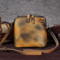 Brown Leather Small WOmens Square Side Bag Small Shoulder Bag Vintage Cross Body Purse for Ladies